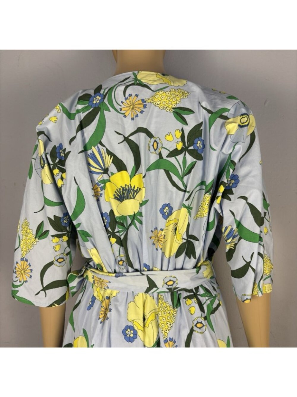 INC Mabel Poplin Belted Midi Dress Sz S Blue/Multicolor Floral Bouquet Spring - Picture 5 of 12